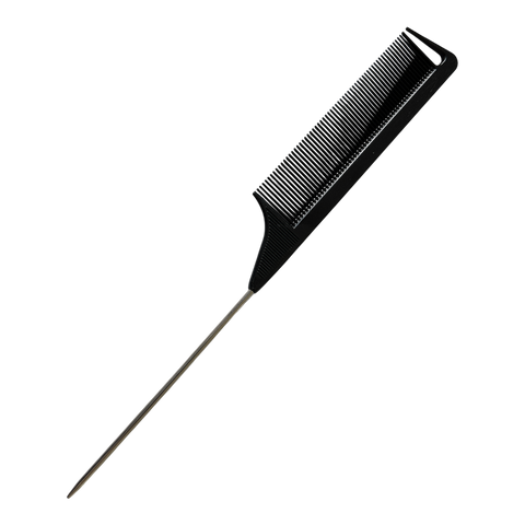 Professional Hairdressing Comb with Metal Tail 24 cm for Hair Extensions Black 1 pcs